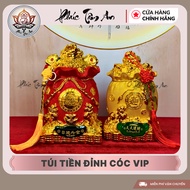 Vip Toad Top Money Bag, Lucky Feng Shui Money Bag Fortune Two Colors Red Yellow 33cm Height|Phuc Tam