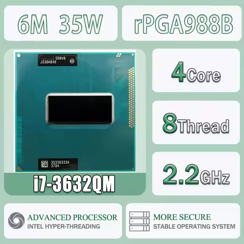 Intel Core I7-3630QM 2.2GHz 4 Cores 8 Threads 6M 35W I7 3630QM Computer CPU Processor Server Socket 