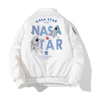 Nasa Collaborative Pilot เสื้อแจ็คเก็ต ผู้ชาย หนาขึ้น ผ้าฝ้าย เสื้อแจ๊กเก็ตสไตล์เบสบอลนักบินอวกาศ ดี