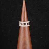 TIFFANY&CO(蒂芙尼) 18K白金 鑽石 白金 Atlas 兩排鑽 羅馬數字 戒指 18K