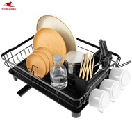 Dish Drying Rack with Swivel Drainage Spout Cutlery Holder Stainless Steel Dish Drainer Efficient Draining Dish Rack Drainer  SHOPSKC2031