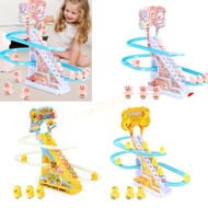 WMH DIY Electric Small Duck Climbing Ladder Race Track Toys Duck Roller Coaster