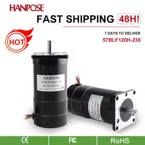 57BLF120H-230 Series Brushless DC Motor Kit: 60W/100W/120W/180W Hall-Effect DC High-Speed 24V Motors