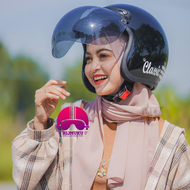 Helm Bogo Dewasa Wanita Hijab Polos Size M Helem Remaja Aesthetic Hitam Glossy