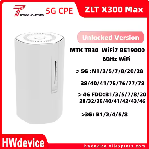 TOZED ZLT X300 MAX 5G CPE Router WiFi 7 BE19000 6Ghz WiFi support N76