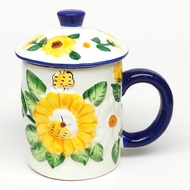 Vesta Latin Rhyme Hand Paint 13.5 Oz Ceramic Mug With Cover x 2 set