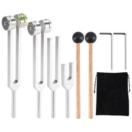 Tuning Fork Parts (128Hz, 136.1Hz, 512Hz,4096Hz) with Reflex Hammer for Healing Chakra Set Healing M