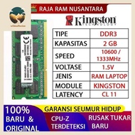 Kingston DDR3 LAPTOP RAM 2GB 10600/1333mhz ORI RAM SODIMM 1.5v 2GB wildaalfaniaa