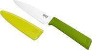 Kuhn Rikon Non-Stick Straight Paring Knife with Safety Sheath, 4 inch/10.16 cm Blade, Green