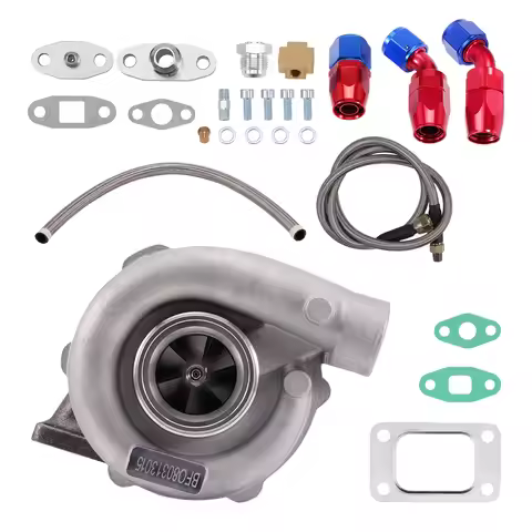 Universal T04E T3/T4 .57 A/R Turbo Turbocharger 400+HP + oil Feed Return Line