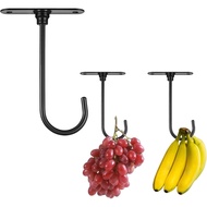 3Pack Banana Holder,Banana Holder Under Cabinet,Metal Banana Hanger Hook,Rotatable Banana Hook,Keep 