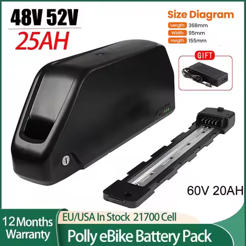 Polly 48V 25AH Ebike Battery Downtube 52V 25AH 60V Electric Battery 50A BMS Original 21700 Lithium l