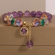 Purple Crystal Micro-Pave CZ Zircon Beaded Bracelet KY74