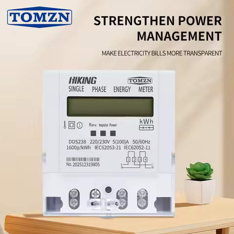 TOMZN DDS238 BD 5-100A 220/230V 50/60HZ Single phase Din rail KWH Watt hour LCD Bi-directional rever