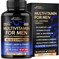 Multivitamin for Men - B-Complex & B12 | Whole Foods & Enzymes - 90 Caps(packaging may vary)
