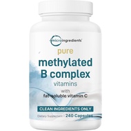 Micro Ingredients Pure Methylated B Complex, 240 Capsules | 11-in-1 Formula with Methylfolate, B12, 
