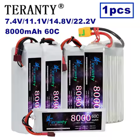 TERANTY 60C 2S 3S 4S 6S 8000MAH Lipo Battery For RC Model Toys Aircraft Boats Cars 7.4V 11.1V 14.8V 