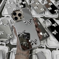 Silver bow mirror-plated phone case