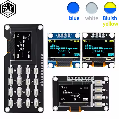 product 0.96 inch OLED IIC White/YELLOW BLUE/BLUE 12864 OLED Display with 4x4 key I2C SSD1315 LCD Sc