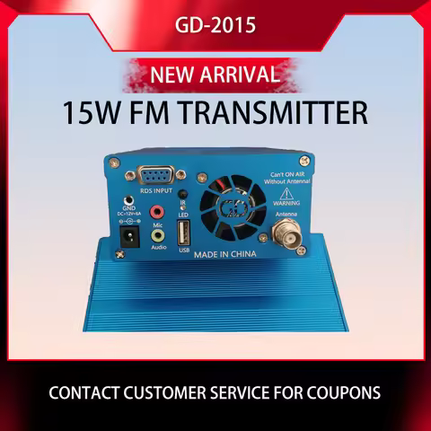 GD-2015 15W FM Transmitter QN8007 Chip 76-108MHz RDS Support 15W Radio Station
