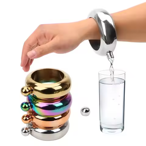 HILIFE for Whiskey Vodka Alcohol Round Chic Hip Flask 3.5 oz Bracelet Elegant Wine Bottle Drinkware