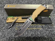 มีดพก มีดเดินป่า BGOK รุ่น 3668C พร้อมปลอกพลาสติกอย่างดีมีหินลับมีดแท่งจุดไฟ นกหวีด