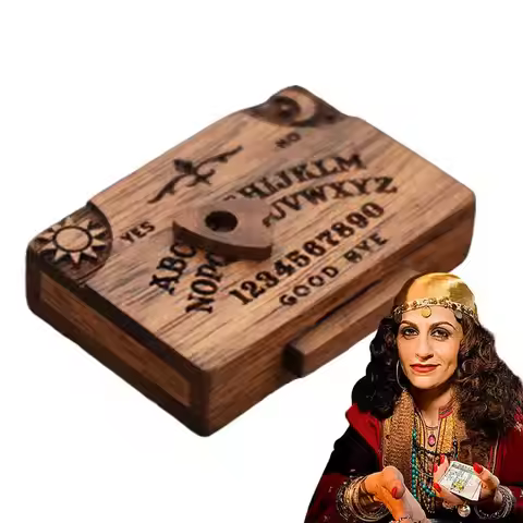 Mini Ouija Board Game Wooden Ouija Board Alphabet Vintage with Planchette Miniature Board Divination