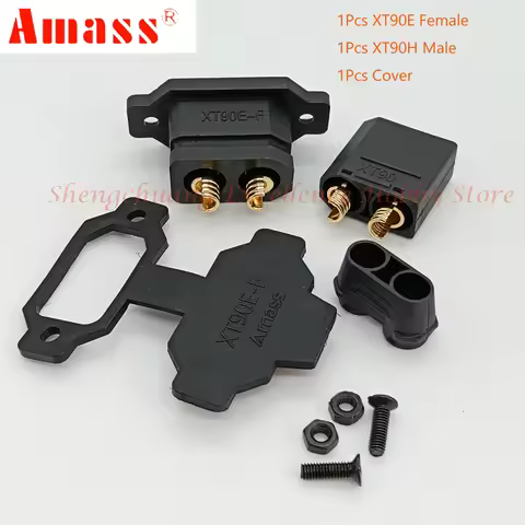 Original Amass XT90E-F Battery Connector XT90E Female Plug Gold-plated XT90 Mountable Connector Blac