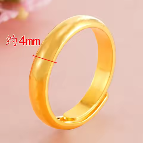 Luxury 24K 9999 Pure Gold real gold Women's men's smooth adjustable ring