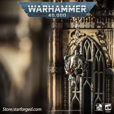 Starforged Warhammer 40K Inquisition Servo Skull Keychain - Exquisite Detail Collectible Game Access