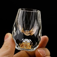 【Innovative】 Luxury Crystal Glass Vodka Glass Sake Shochu Glass Bar Liqueur Double Bottom Gold Foil 