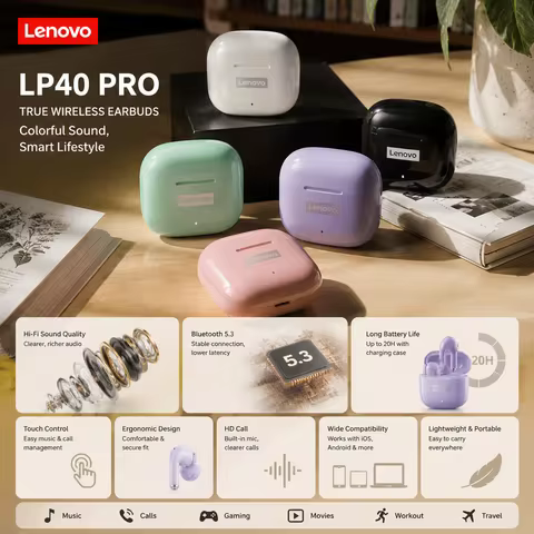 Original Lenovo LP40 Pro active noise reduction game, sports, outdoor, true wireless, Bluetooth head