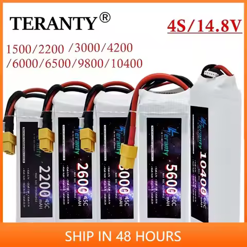 14.8V RC LiPo Battery 4S 1500mAh 2200mAh 3000mAh 4200mAh 6000mAh 6500mAh 9800mAh 10400mAh For Car RC