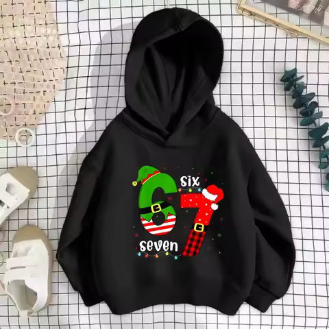 Y2K Christmas Y2K Kids Hoodie, 67 Snowflake Candy Casual Sports, Elastic Cuffs Adjustable Hood