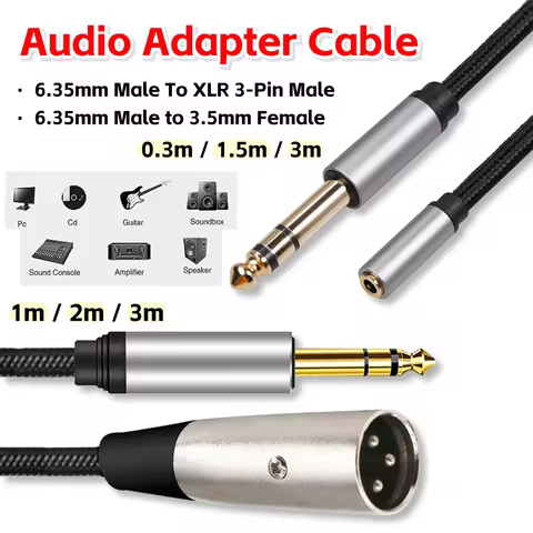 Audio Adapter Cable 6.35mm Male To XLR 3-Pin Male / 6.35mm Male to 3.5mm Female 0.3m/1.5m/3m Accesso