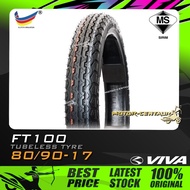 TAYAR VIVA TUBELESS TYRE FT100 80/90-17