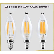 [110V/220V Optional] E12 E14 Filament Bulb C35 Pointed Bulb 2W 4W 6W Dimmable