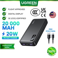 【3C Certified】UGREEN 20W 20000mAh Powerbank PD Fast Charging USB-C USB-A CCC Flight Approved Travel 