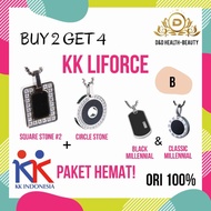 promo! buy 2 get 4 kalung kk liforce square + circle / ori 100% - paket b