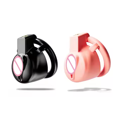 Sissy Feminization Chastity Cage Faux Vagina Camel Toe Resin Flat Shield Hinged Cock Ring Crossdress