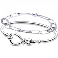 Original Chunky Infinity Bangle Me Link Snake Chain Pattern 925 Sterling Silver Bracelet Fit Europe Bead Charm DIY Jewelry