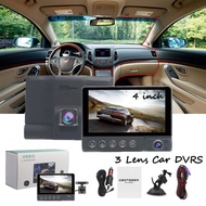 C9 Full HD 1080P Dashcam Car Recorder DVR / 3 in 1 Dash Cam 3 Lens Car Camera DVR / 4 Inch Display /