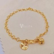 [VJ]Cop916 Bracelet “Full of Love” 999.9 Gold Plated <MD2> L:14cm/L:17cm Minimalist Bracelet (Rantai