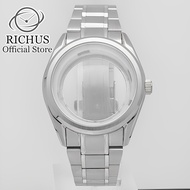 RICHUS NH35 Case 40mm Silver Watch Case With Strap Sapphire Glass Fit NH34 NH35 NH36 Movement