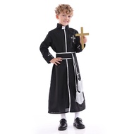 costume for kids Missionary Father Priest Costume For Boys Pastor Clergyman Cosplay Kids Easter Puri