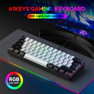 3CAV 61-Key RGB Gaming Wired Keyboard Mouse Set Colorful MINI Non-Mechanical Film Black White Comput