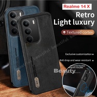 For OPPO Realme 14x Case Retro Matte Leather Car Magnetic Cover For Realme 14 X 14X Realme14 X Lens 