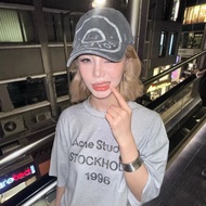 Acne studio Hand-Painted Printed Black Baseball Cap