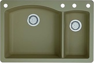 Blanco 441282-4 Diamond 4-Hole Double-Basin Drop-In Granite Kitchen Sink, Truffle
