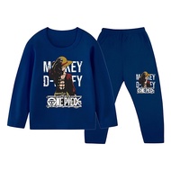 Children's Pajamas Set for Boys and Girls with ONE PIECE Image, Long Sleeve Model, Long Pants, Size 